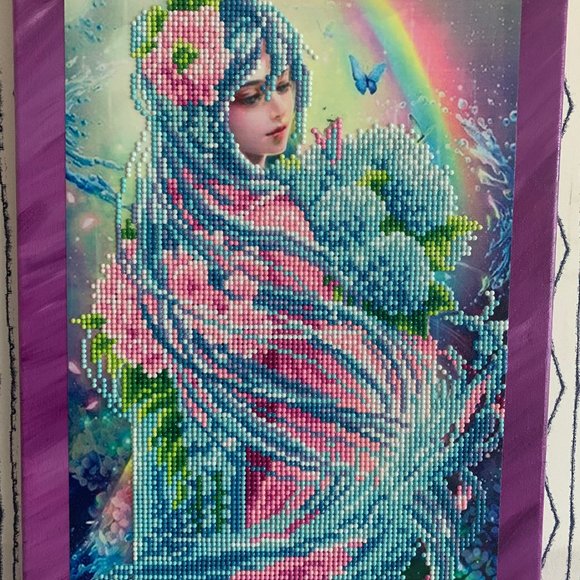 ⭐️ #670 Rainbow Angel Diamond Art On 12 x 16" Canvas - Picture 1 of 9